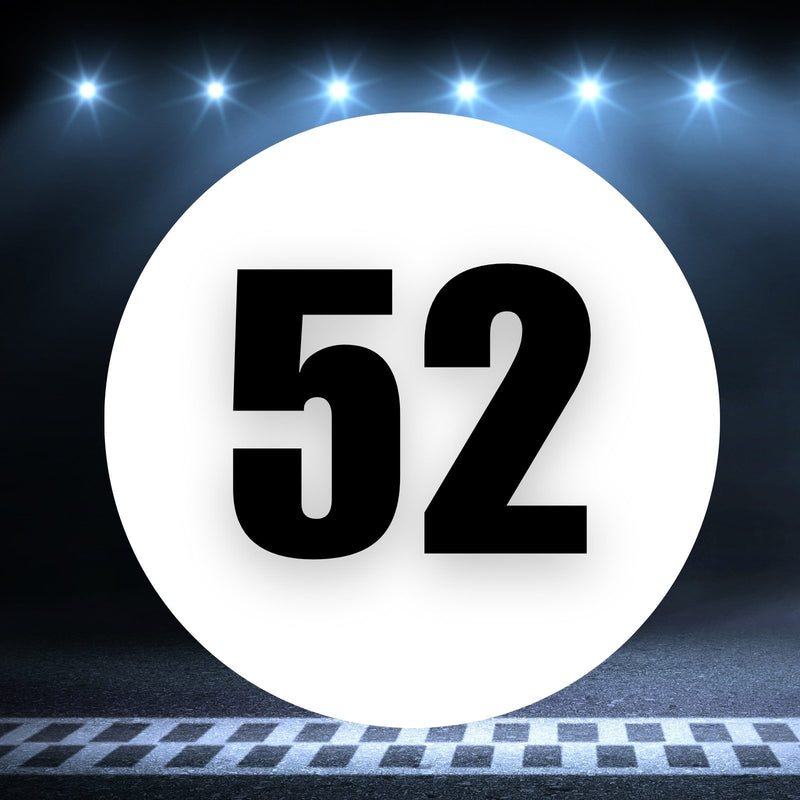 Racing Number Magnets 2pcs Number 52 Circle, 8-18¶©? White Background Black Numbers