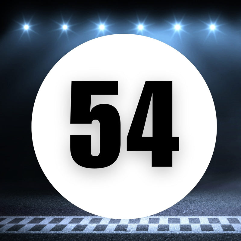 Racing Number Magnets 2pcs Number 54 Circle, 8-18¶©? White Background Black Numbers