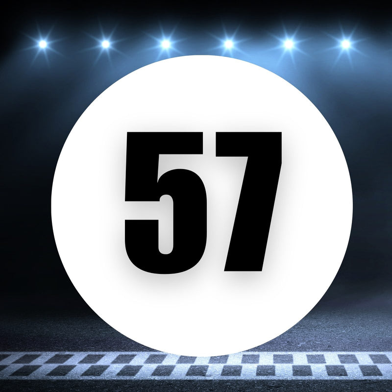 Racing Number Magnets 2pcs Number 57 Circle, 8-18¶©? White Background Black Numbers