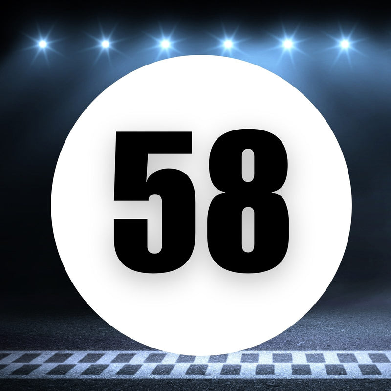 Racing Number Magnets 2pcs Number 58 Circle, 8-18¶©? White Background Black Numbers