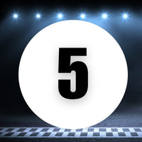 Racing Number Magnets 2pcs Number 5 Circle, 8-18 inch, White Background Black Numbers