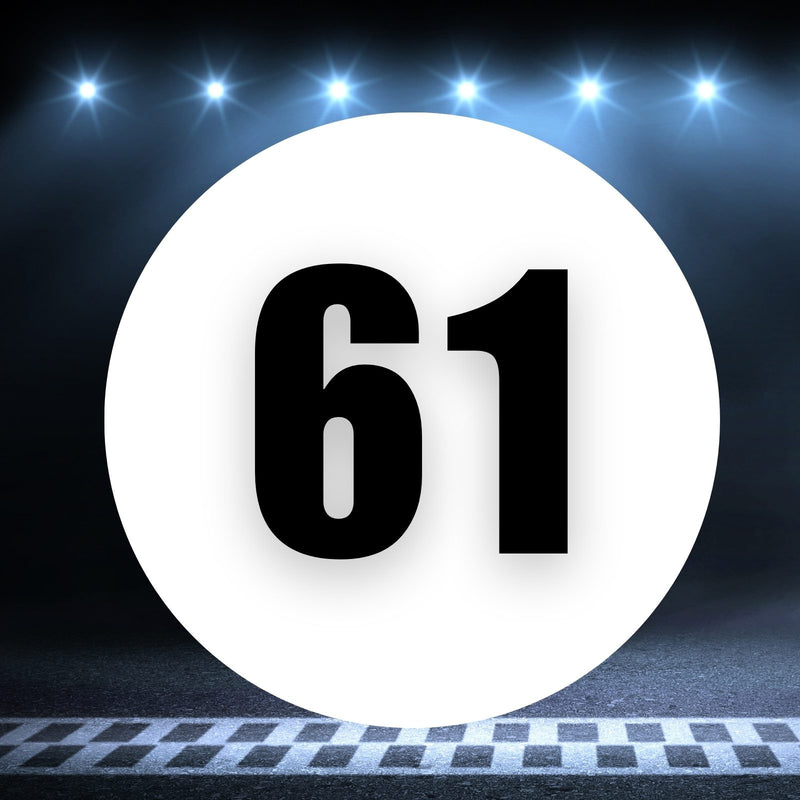 Racing Number Magnets 2pcs Number 61 Circle, 8-18¶©? White Background Black Numbers