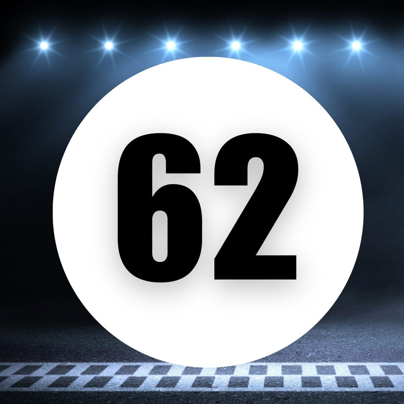 Racing Number Magnets 2pcs Number 62 Circle, 8-18¶©? White Background Black Numbers