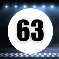 Racing Number Magnets 2pcs Number 63 Circle, 8-18 inch, White Background Black Numbers
