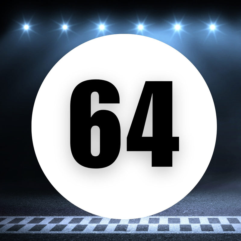 Racing Number Magnets 2pcs Number 64 Circle, 8-18¶©? White Background Black Numbers