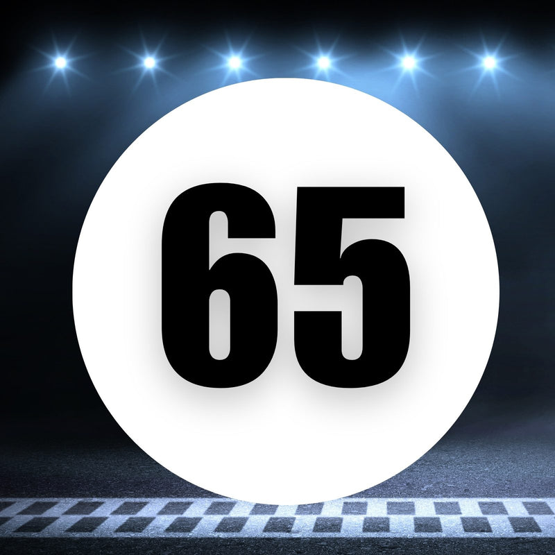 Racing Number Magnets 2pcs Number 65 Circle, 8-18¶©? White Background Black Numbers
