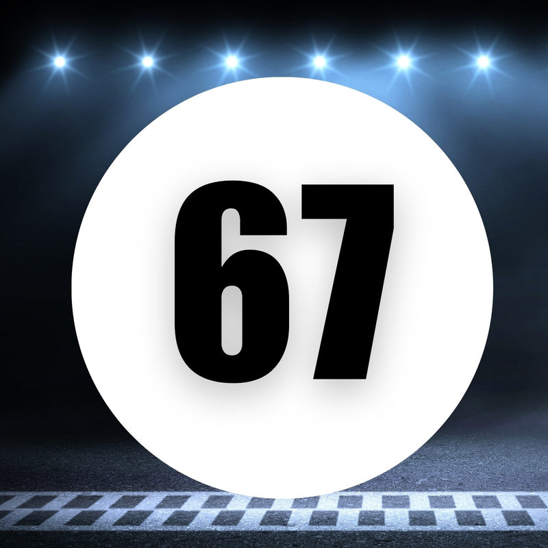Racing Number Magnets 2pcs Number 67 Circle, 8-18¶©? White Background Black Numbers