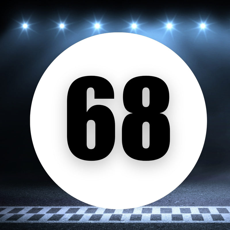 Racing Number Magnets 2pcs Number 68 Circle, 8-18¶©? White Background Black Numbers