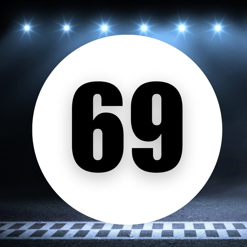 Racing Number Magnets 2pcs Number 69 Circle, 8-18¶©? White Background Black Numbers