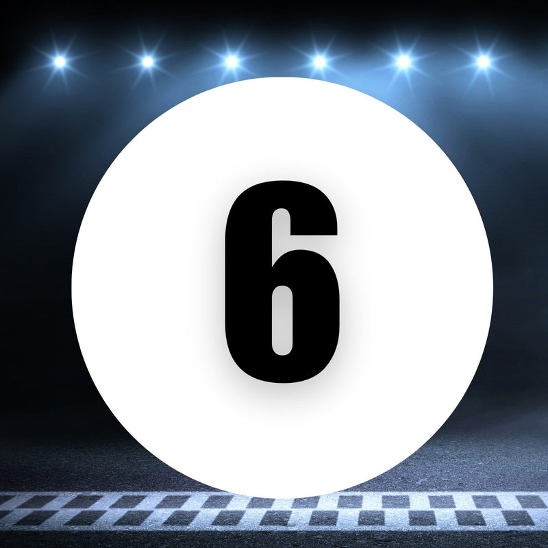 Racing Number Magnets 2pcs Number 6 Circle, 8-18¶©? White Background Black Numbers