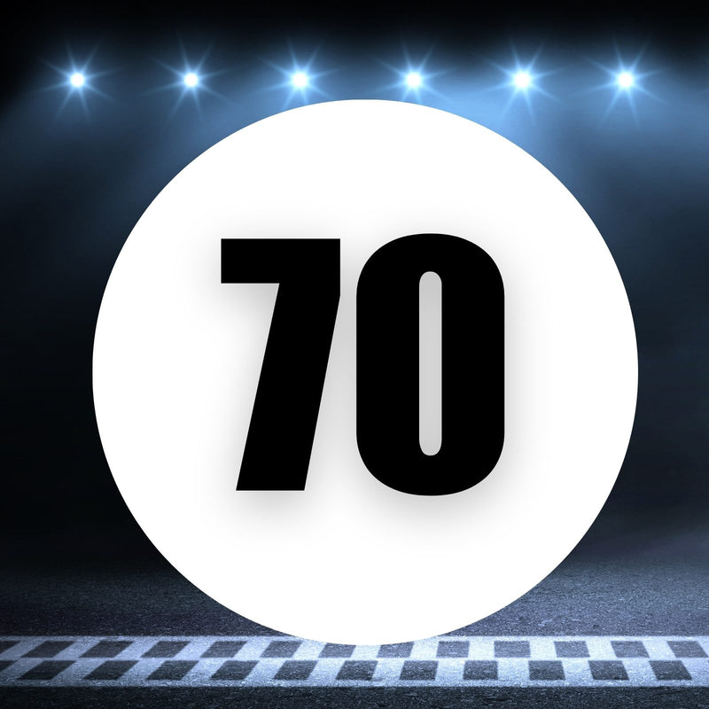 Racing Number Magnets 2pcs Number 70 Circle, 8-18¶©? White Background Black Numbers