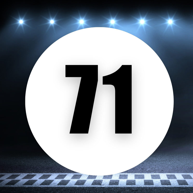 Racing Number Magnets 2pcs Number 71 Circle, 8-18¶©? White Background Black Numbers