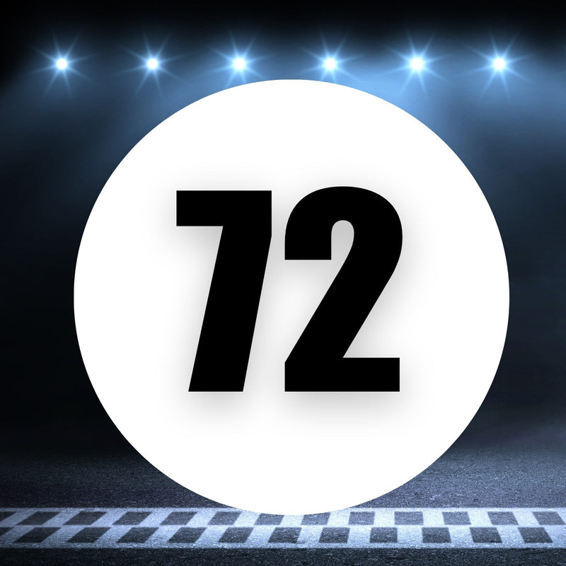 Racing Number Magnets 2pcs Number 72 Circle, 8-18¶©? White Background Black Numbers