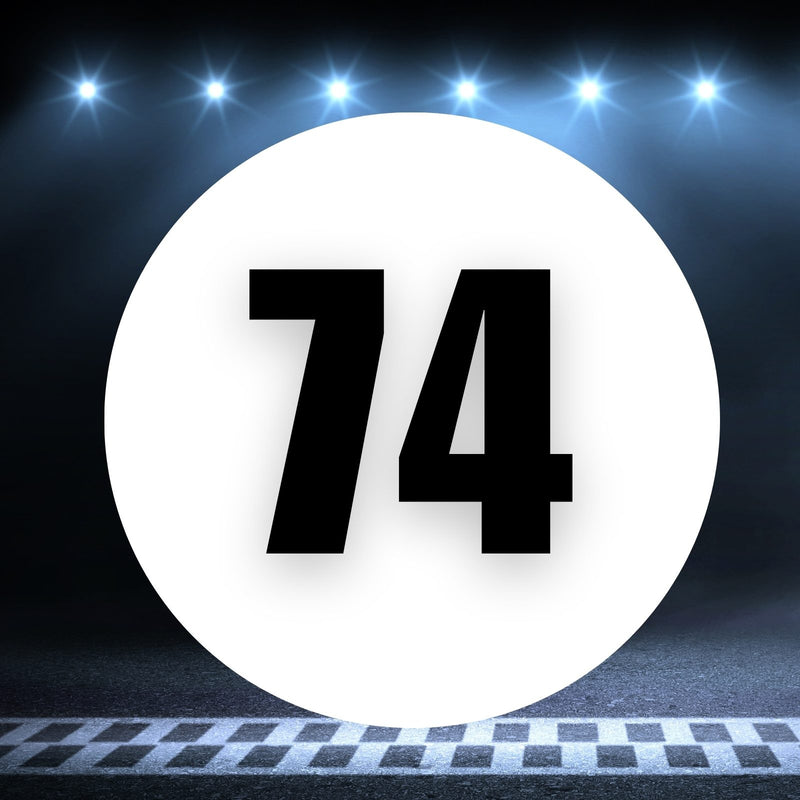 Racing Number Magnets 2pcs Number 74 Circle, 8-18¶©? White Background Black Numbers