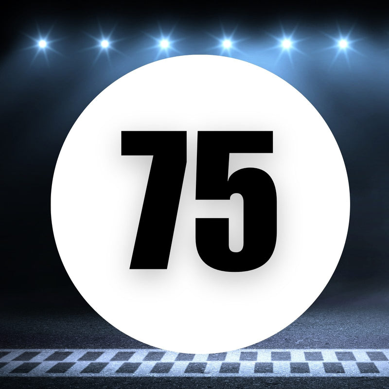 Racing Number Magnets 2pcs Number 75 Circle, 8-18¶©? White Background Black Numbers