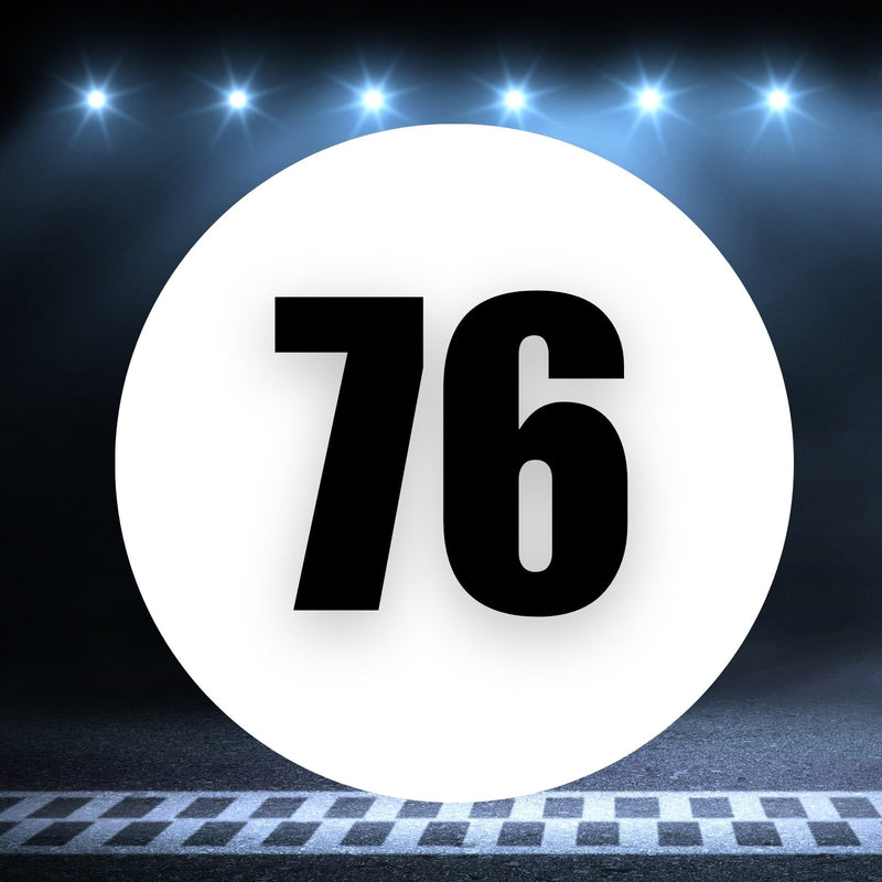 Racing Number Magnets 2pcs Number 76 Circle, 8-18¶©? White Background Black Numbers