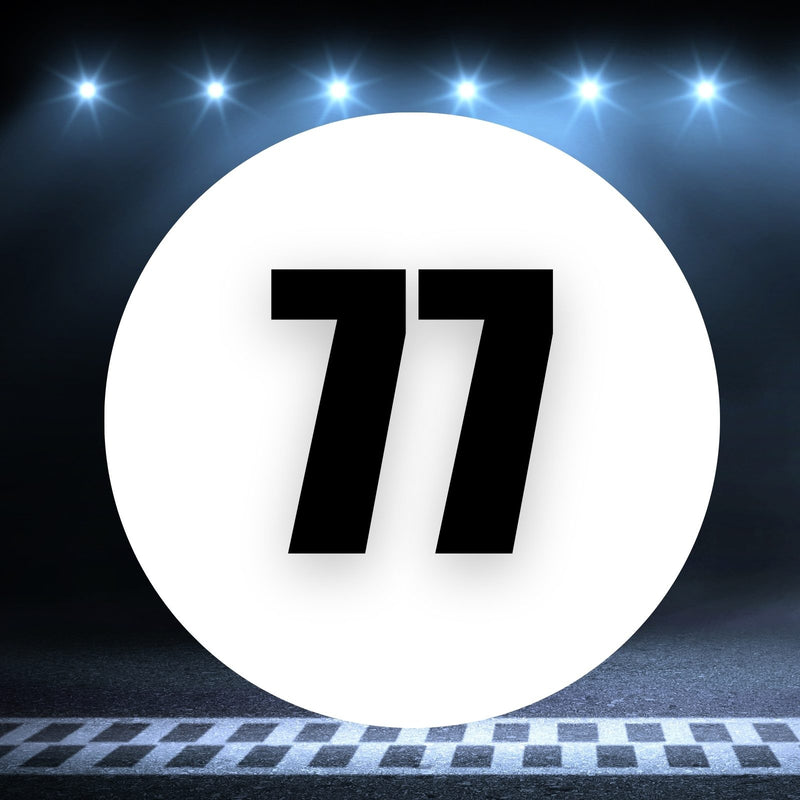 Racing Number Magnets 2pcs Number 77 Circle, 8-18¶©? White Background Black Numbers