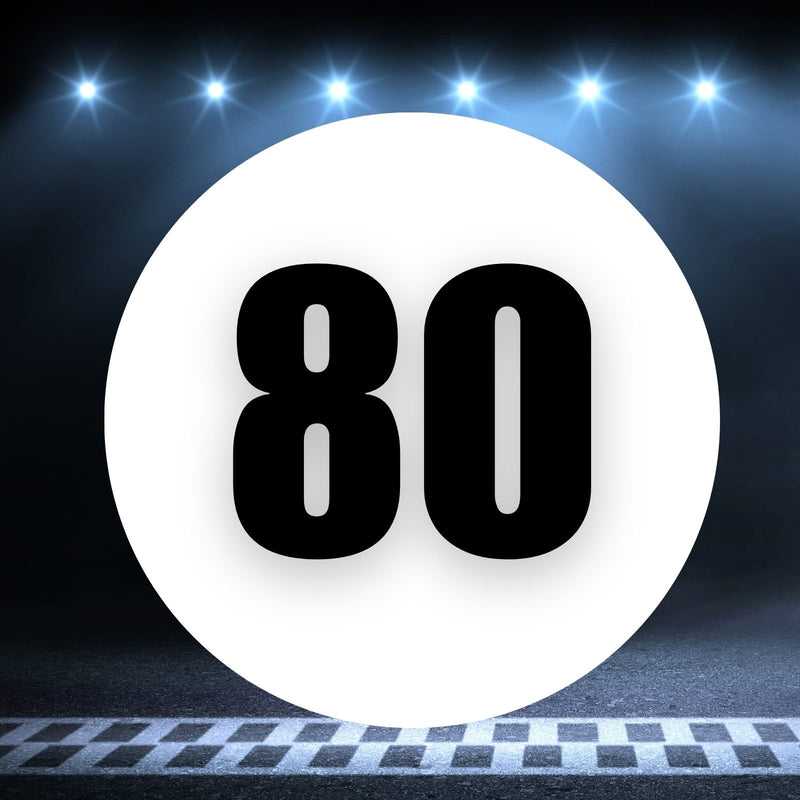 Racing Number Magnets 2pcs Number 80 Circle, 8-18¶©? White Background Black Numbers