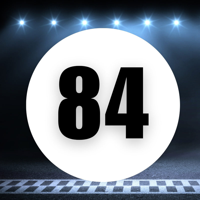 Racing Number Magnets 2pcs Number 84 Circle, 8-18¶©? White Background Black Numbers