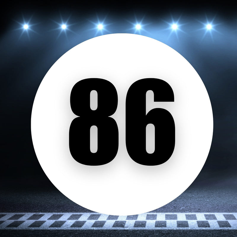 Racing Number Magnets 2pcs Number 86 Circle, 8-18¶©? White Background Black Numbers