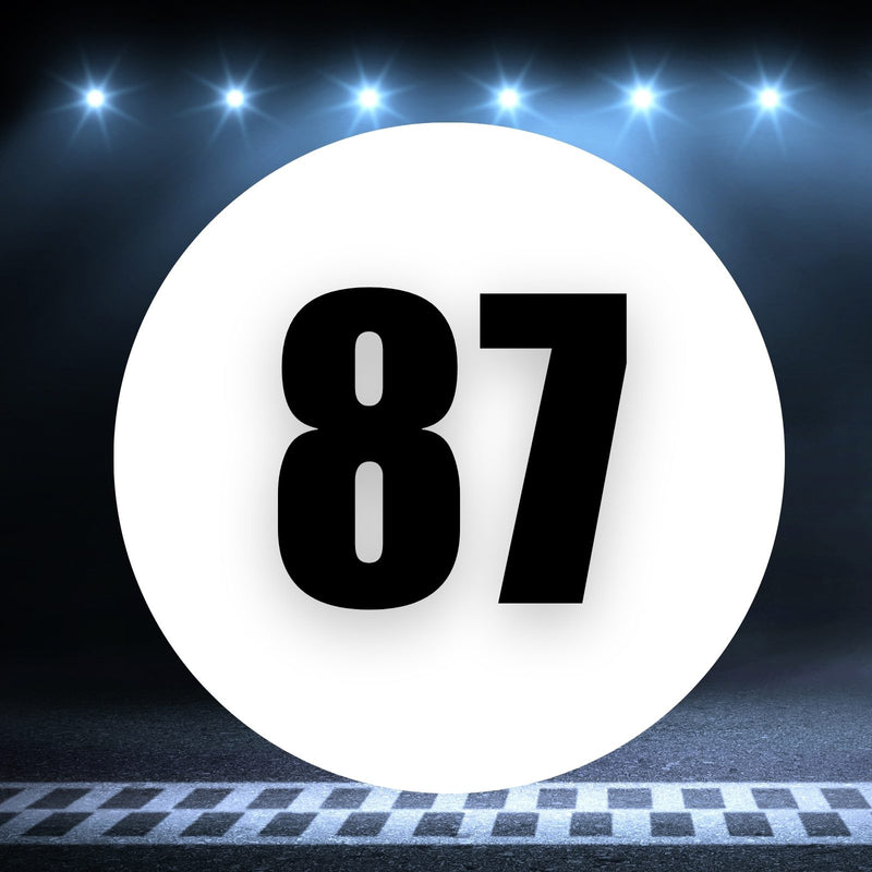Racing Number Magnets 2pcs Number 87 Circle, 8-18¶©? White Background Black Numbers