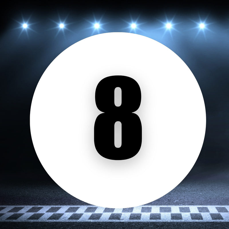 Racing Number Magnets 2pcs Number 8 Circle, 8-18¶©? White Background Black Numbers