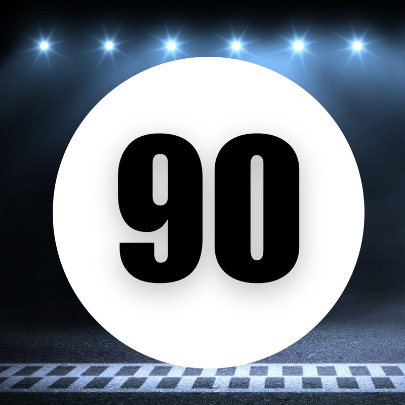 Racing Number Magnets 2pcs Number 90 Circle, 8-18¶©? White Background Black Numbers