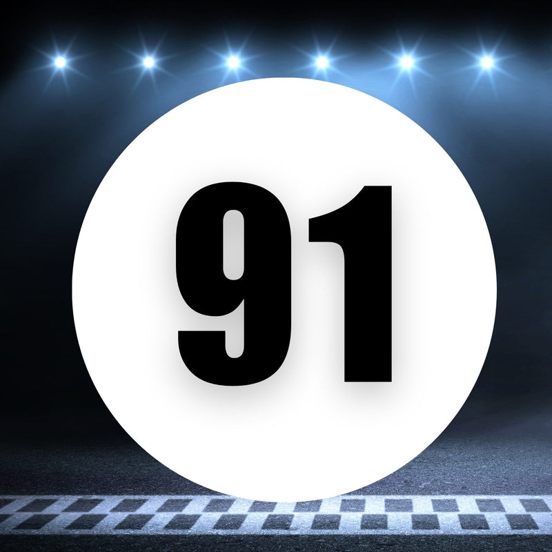 Racing Number Magnets 2pcs Number 91 Circle, 8-18¶©? White Background Black Numbers