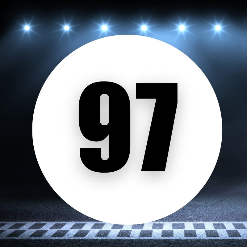 Racing Number Magnets 2pcs Number 97 Circle, 8-18¶©? White Background Black Numbers