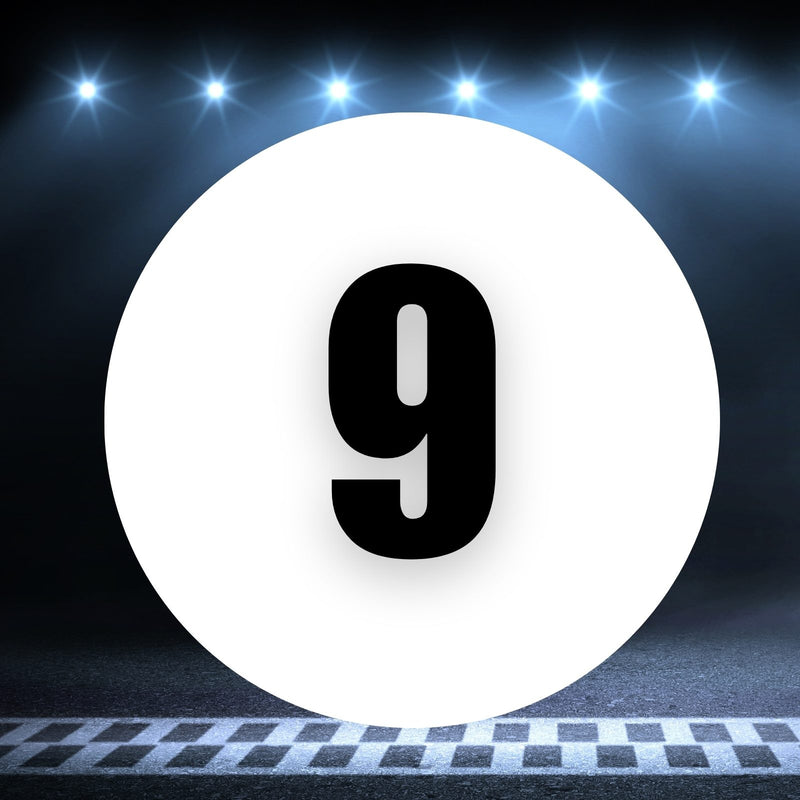 Racing Number Magnets 2pcs Number 9 Circle, 8-18¶©? White Background Black Numbers