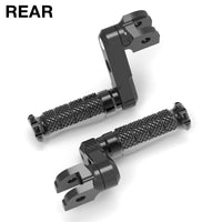Rear 50mm adjustable MC Motoparts foot pegs for Honda CBR1000RR-R, CB125R, Rebel 500, featuring durable metal construction.