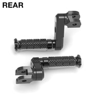 Rear 50mm adjustable foot pegs for Honda CBR1000RR and CBR600RR by MC Motoparts, shown installed on motorcycle.