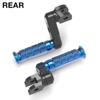 Rear 50mm extension foot pegs for Kawasaki Z750 Z650 Z1000 Z400, by MC Motoparts, showing metallic foot peg with mounting hardware.