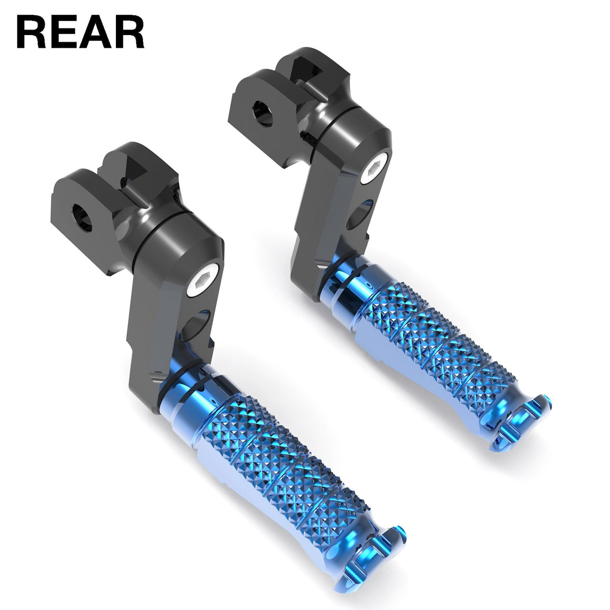 Rear 50mm adjustable R-FIGHT foot pegs for Yamaha XMAX TMAX 530 by MC Motoparts, featuring metal construction and mounting hardware.
