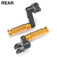 Rear 50mm adjustable MC Motoparts foot pegs for Honda CBR1000RR-R, CB125R, Rebel 500, featuring durable metal construction.