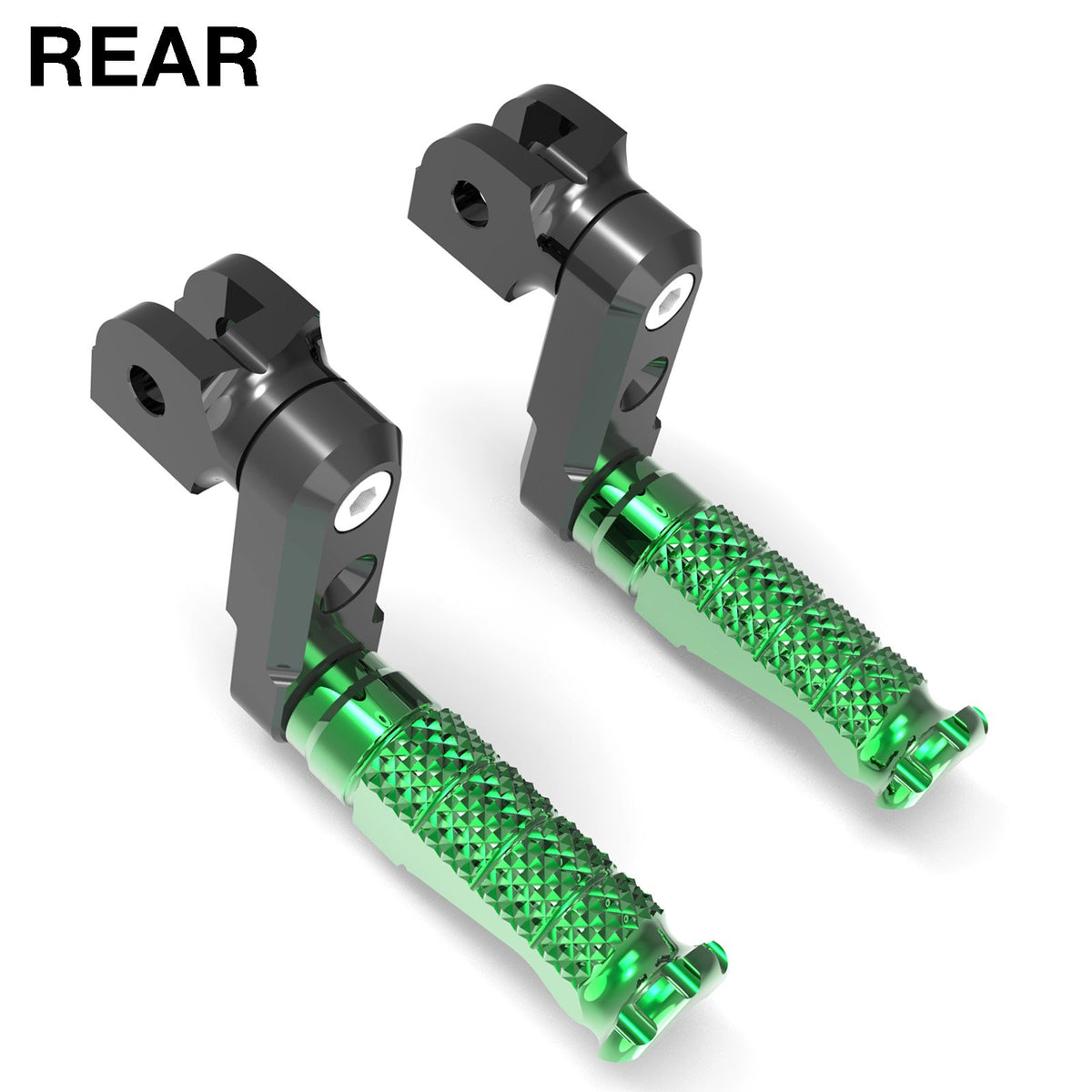 Fits Harley Davidson Sportster 883 Iron Dyna 50mm Adjustable Rear R-FIGHT Silver Foot Pegs