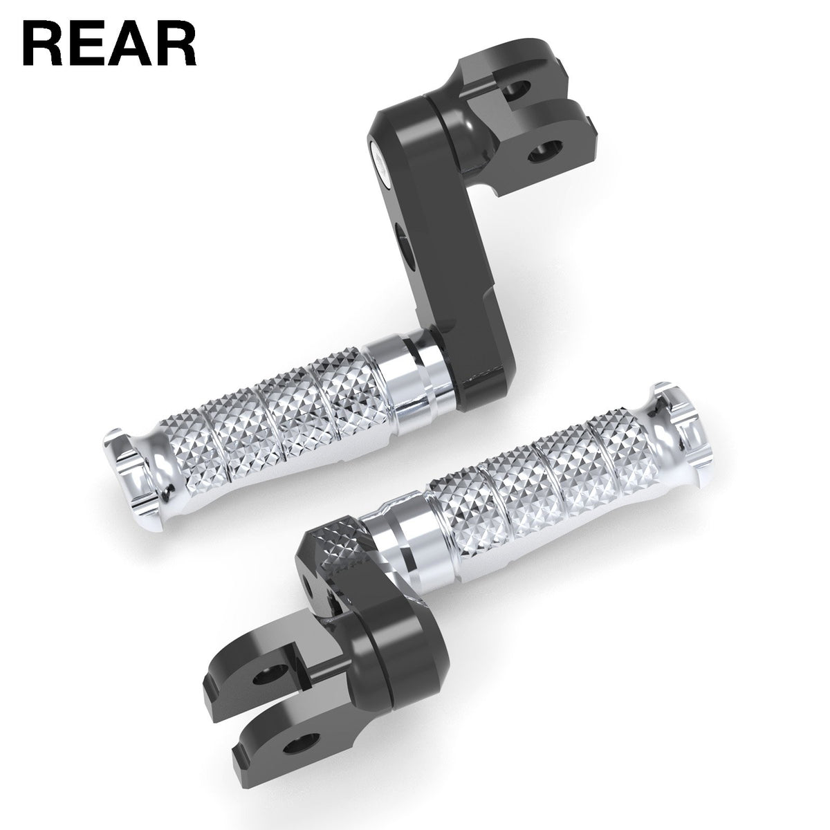 Rear 50mm extension foot pegs for Kawasaki Z750, Z650, Z1000, Z400 by MC Motoparts, showing detailed metal foot peg components.
