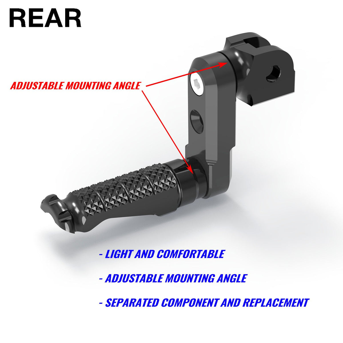 Fits Ducati Scrambler SportTouring 50mm Adjustable Rear R-FIGHT Blue Foot Pegs