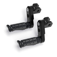 Front view of MC Motoparts 50mm extension foot pegs for Kawasaki Z H2, Z1000, Z125, Z750, and Z900 motorcycle models.