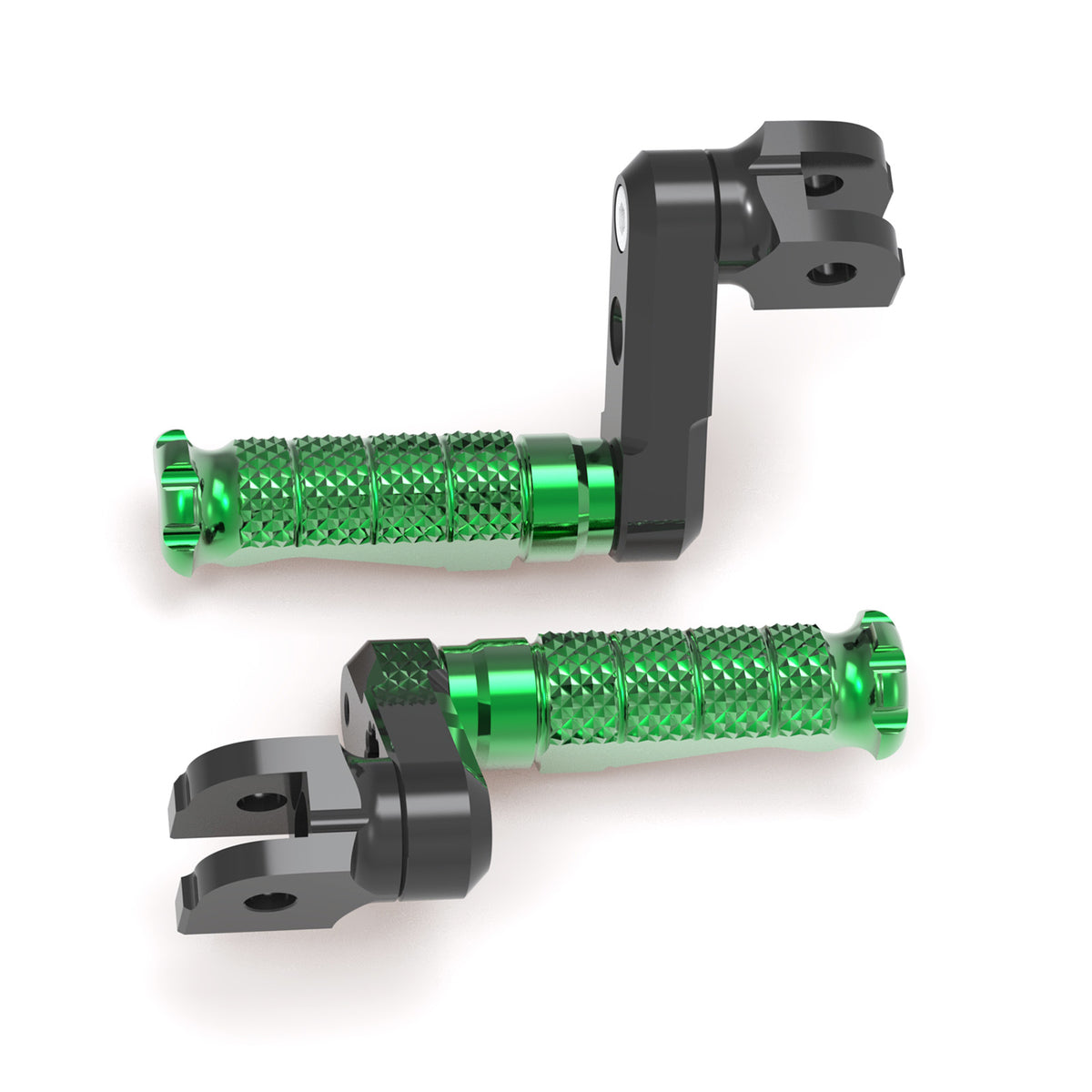 Black 50mm adjustable extension foot pegs for Honda CB1000R, CB500X, CB600F motorcycles from MC Motoparts, shown installed on front.