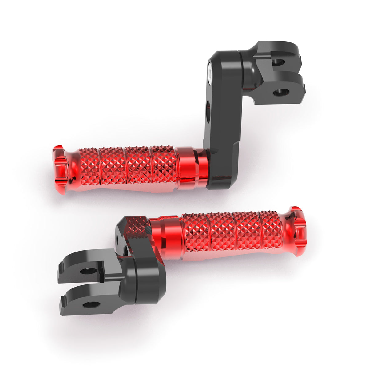 Front view of MC Motoparts 50mm extension foot pegs for Honda CB1000R, CB500X, and CB600F motorcycle, adjustable and durable.