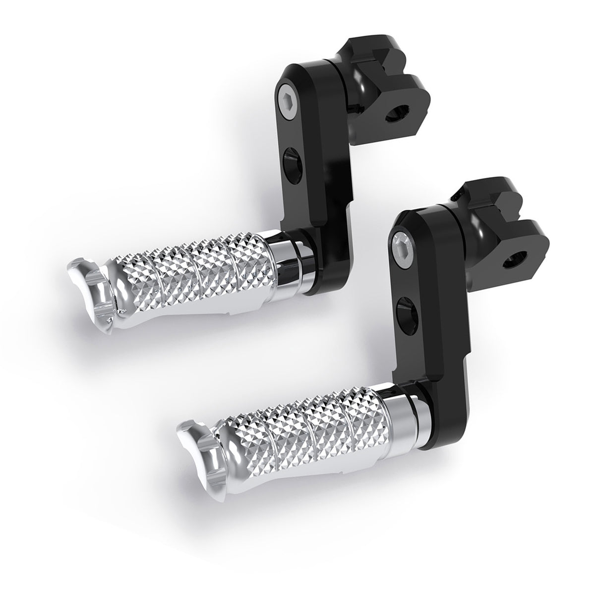 Front view of MC Motoparts 50mm adjustable extension foot pegs for Kawasaki Z H2, Z1000, Z125, Z750, and Z900 motorcycle.