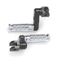 Front view of MC Motoparts 50mm extension foot pegs for Honda CB1000R, CB500X, CB600F motorcycle, adjustable footrest extension.