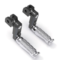 Front view of MC Motoparts 50mm extension foot pegs for Ducati Monster 600 821 S2R S4R R-FIGHT motorcycle, showing adjustable design.