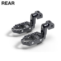 Rear 50mm extension touring wide foot pegs for Yamaha XMAX VMAX by MC Motoparts, providing comfortable riding and improved foot support
