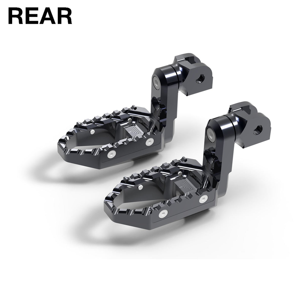 Rear 50mm extension touring wide foot pegs for Yamaha XMAX VMAX by MC Motoparts, providing comfortable riding and improved foot support