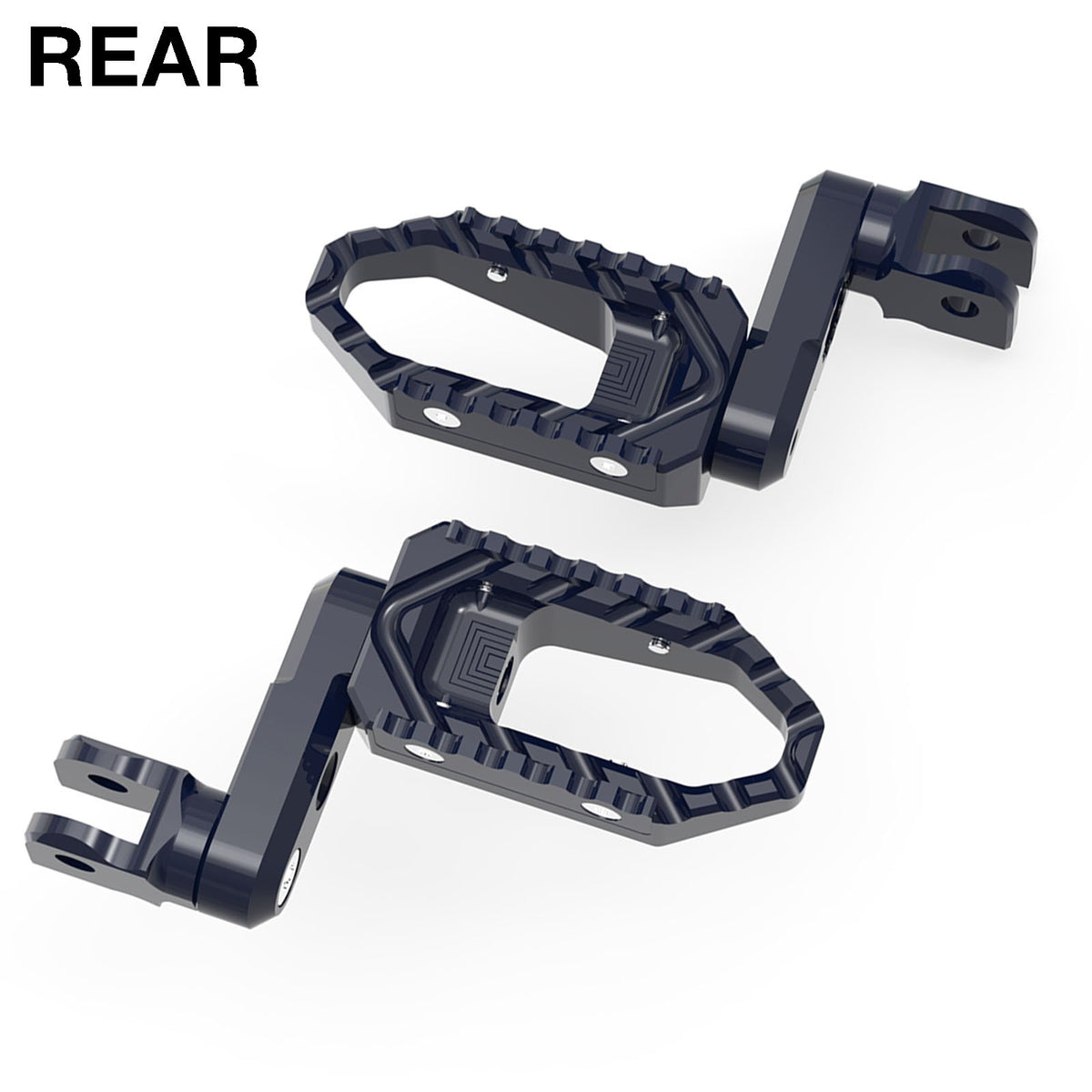 Rear 50mm extension touring foot pegs by MC Motoparts for Suzuki SV650 and SV1000, with wide, comfortable design.