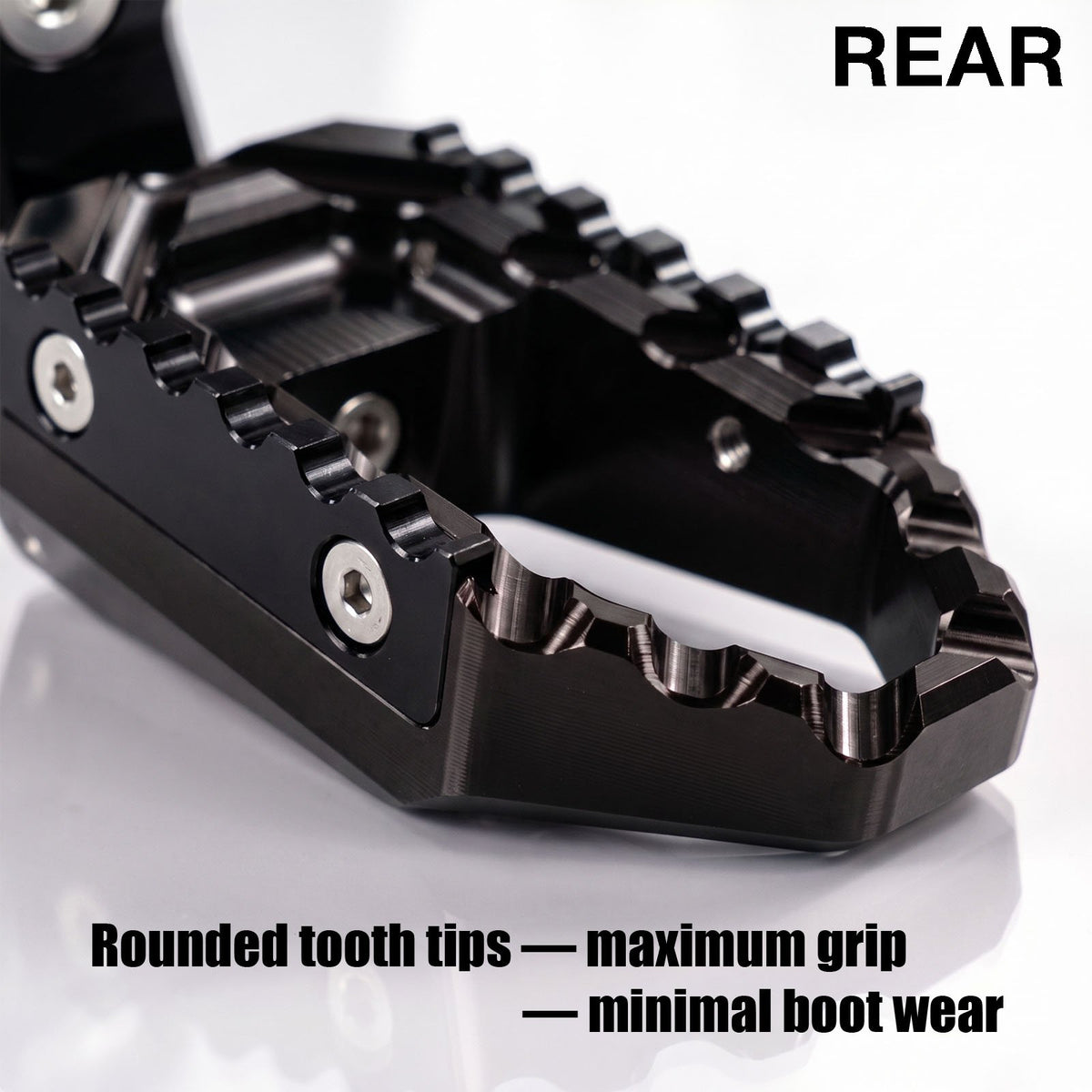 Rear 50mm adjustable touring wide foot pegs for Kawasaki Z750 Z1000 by MC Motoparts, with black finish and extended design.