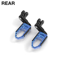 Rear 50mm adjustable touring wide foot pegs by MC Motoparts for Honda CBR1000RR-R, CB125R, Rebel 500, featuring extended design.