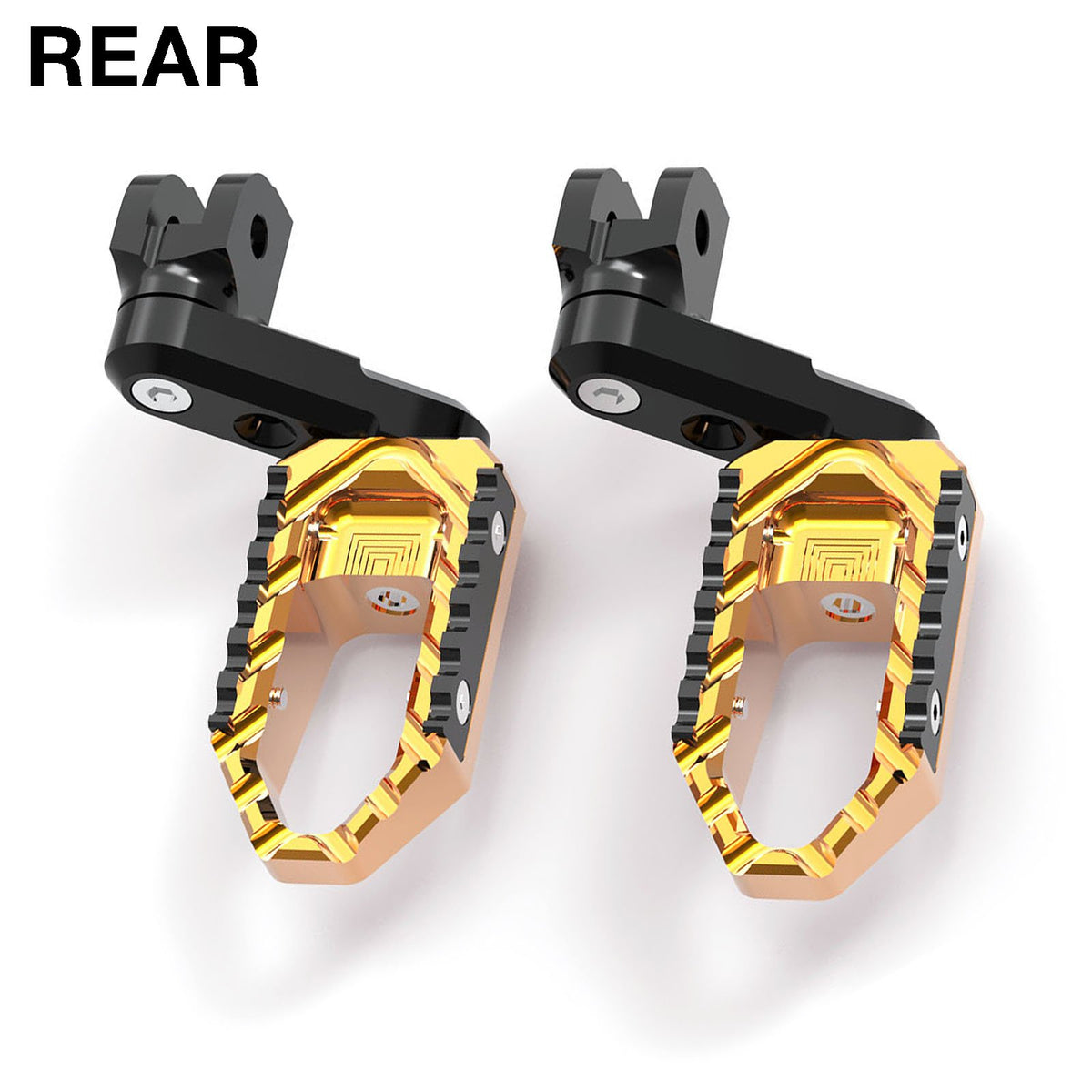 Rear 50mm adjustable touring wide foot pegs for Yamaha MT-09, MT-07, and MT-10 by MC Motoparts, featuring a black finish.